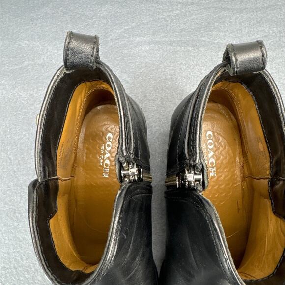 Coach Black Leather Silver Toggle Side Zip Ankle Boot Women 7 - Picture 5 of 8